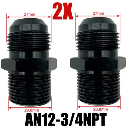 2X Flare Male AN4 AN6 AN8 AN10 AN12 To 1/4NPT 1/8NPT 3/8NPT 3/4 NPT Thread Straight Fittings Fuel Oil Cooler Hose Pipe Adapter Tuck's Performance