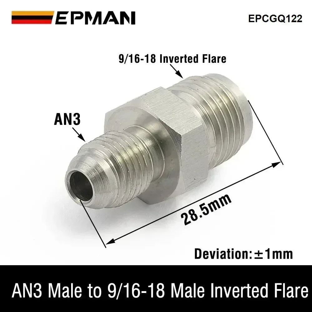 EPMAN Inverted Flare Fitting Turbo Oil Feed Adapter To Male AN3 AN4 Stainless Steel 304 EPCGQ161 Tuck's Performance
