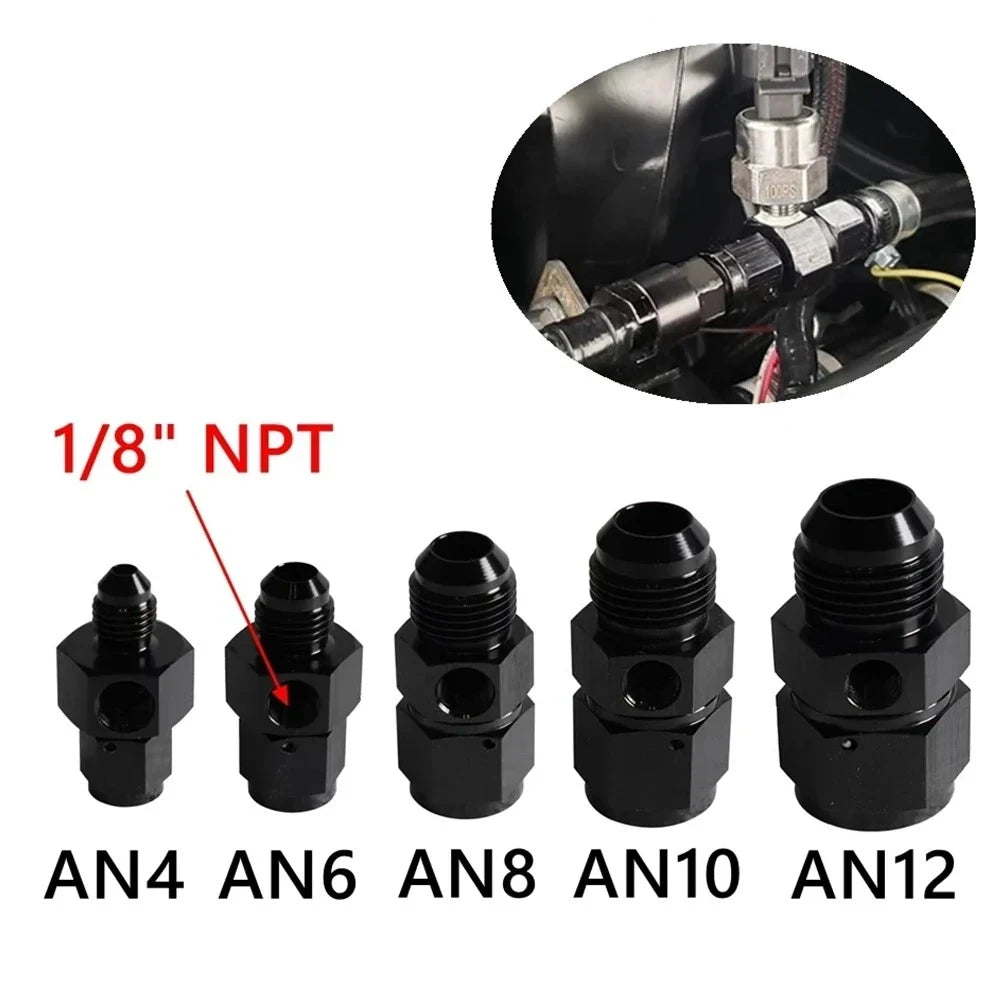 1PC Fuel Pressure Take Off Fitting AN6/AN8/AN10/AN12 Male to Female 1/8 NPT Swivel Joint Connection Gauge Port Hose Adapters Tuck's Performance