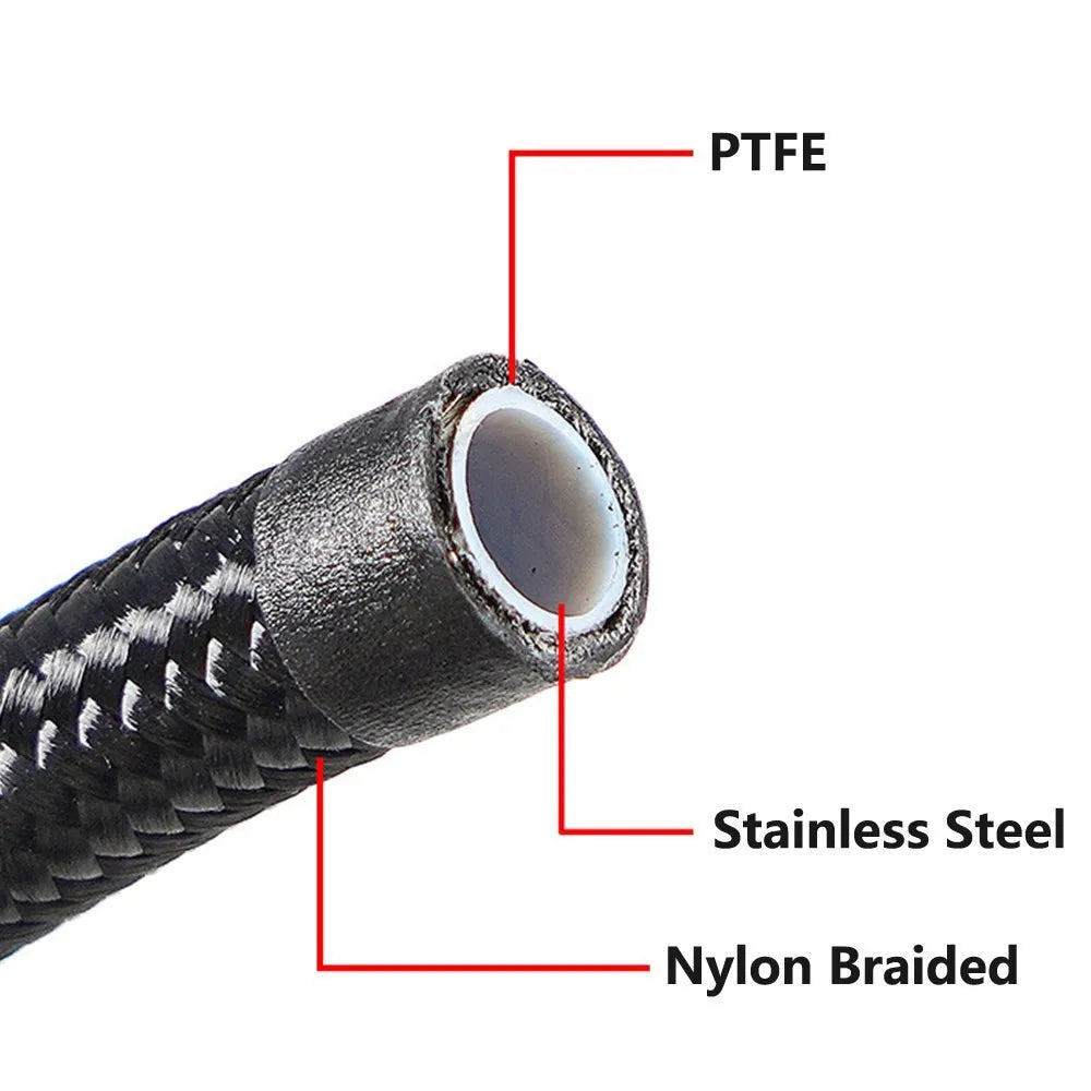 2 X 7Ft AN6 Flexible PTFE Transmission Cooler Hose Lines Fitting Nylon Billet Aluminum Braided Lines For 4L60/700R4/TH350/TH400 Tuck's Performance