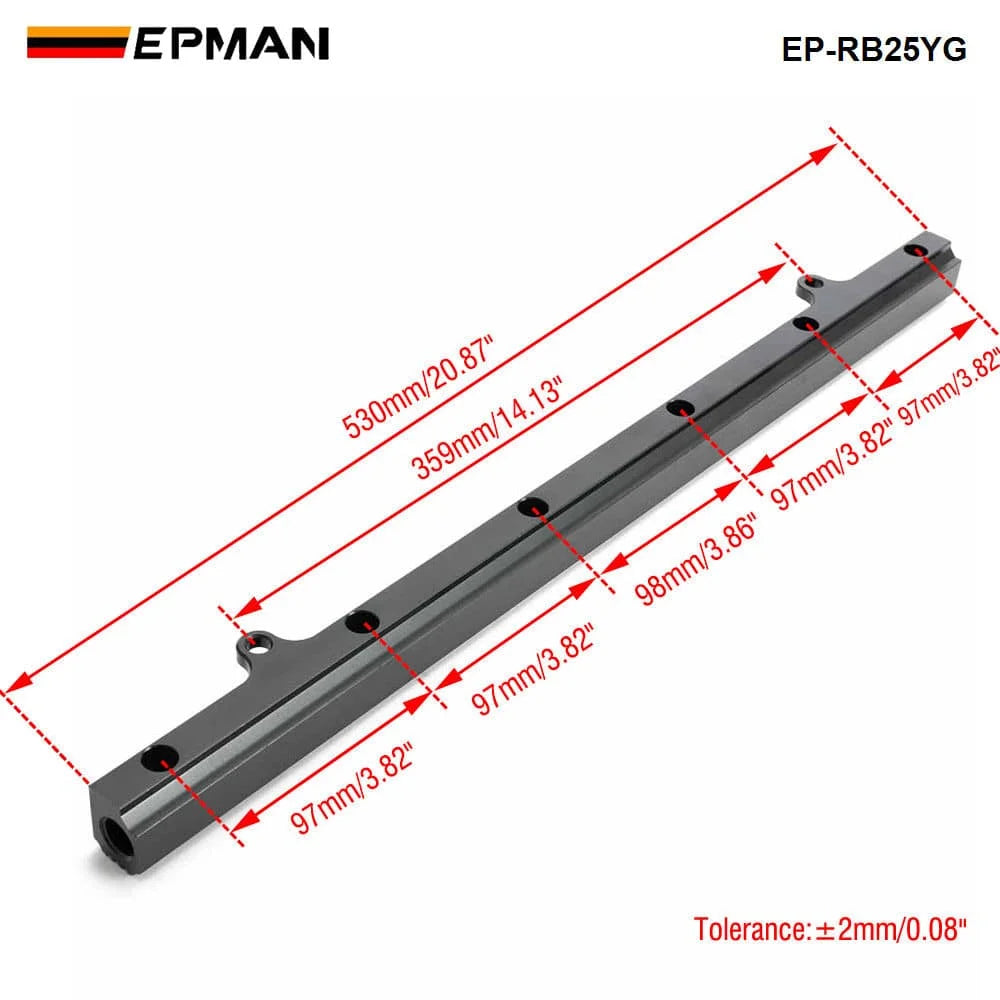 EPMAN Aluminium Billet Top Feed Injector Fuel Rail Turbo Kit Black High Quality For Nissan Skyline RB25 ECR33 EP-RB25YG Tuck's Performance