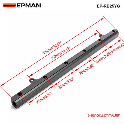 EPMAN Aluminium Billet Top Feed Injector Fuel Rail Turbo Kit Black High Quality For Nissan Skyline RB25 ECR33 EP-RB25YG Tuck's Performance