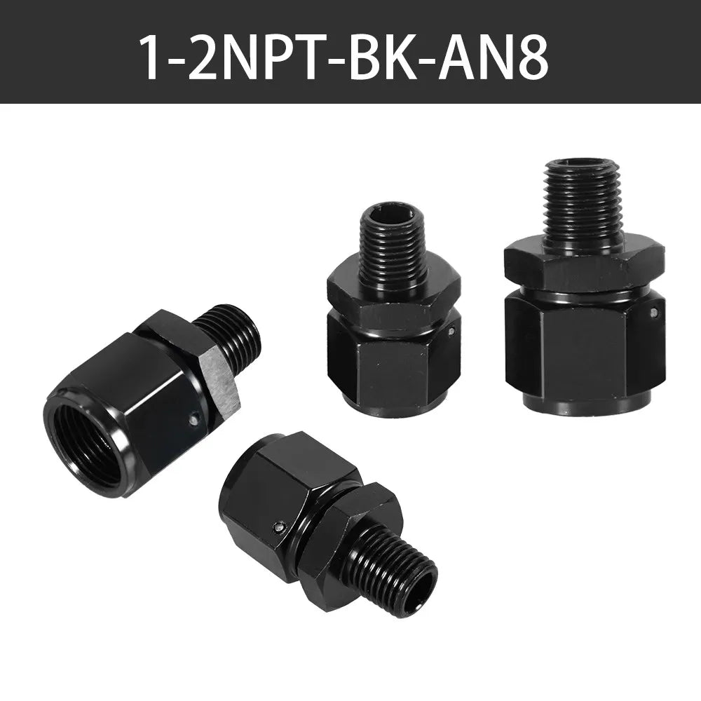 8AN Female Flare Swivel to 1/4 NPT Male Adapter Fitting Union Straight Aluminum AN4 AN6 Female 1/2NPT 1/8 NPT 3/8NPT Male Tuck's Performance