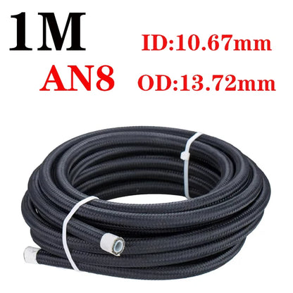 1M AN4 AN6 AN8 AN10 AN12 AN16 AN20 Universal Fuel Hose Oil Gas Cooler Line Pipe Tube Inside PTFE Nylon Stainless Steel Braided Tuck's Performance