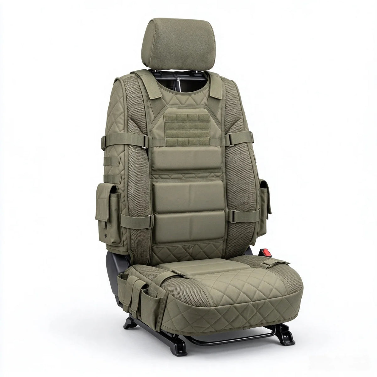 Dark green tactical MOLLE front seat cover