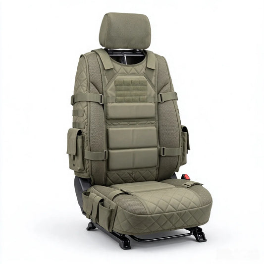 Dark green tactical MOLLE front seat cover