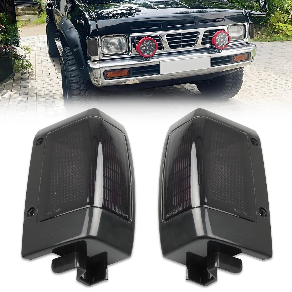 2Pcs Front Corner Side Marker  Turn Signal Light Housings For 90 91 92 93 94 Nissan D21 Pickup No Bulb/Socket  Included Tuck's Performance