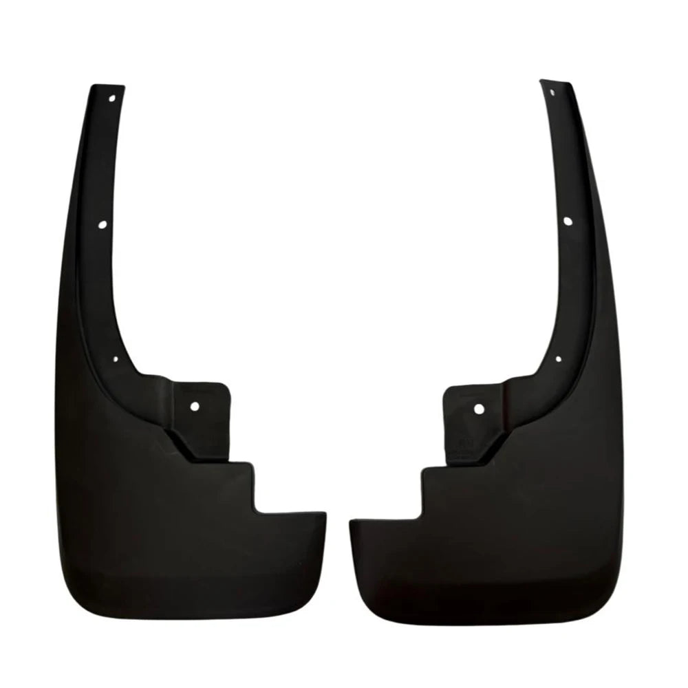 All four D-MAX mud flaps laid out with fitting hardware