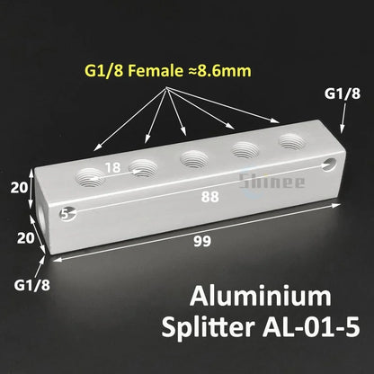 Aluminium Splitter 1/8" 1/2" BSP Internal Thread Port 2 3 4 5 6 7 8 9 10 Way 1/4 Pneumatic Air Manifold Distributor Connector Tuck's Performance