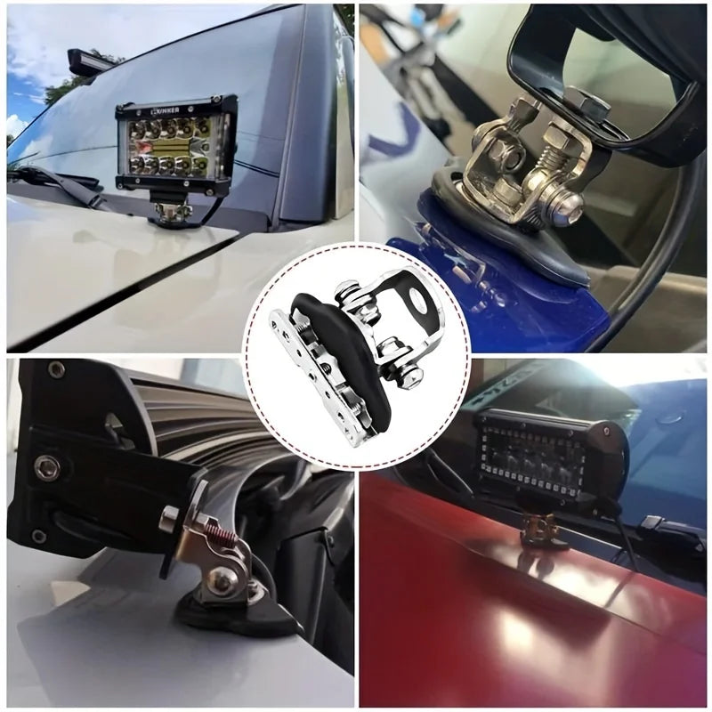 Bonnet light brackets fitted with LED work lights on 4WD bonnets