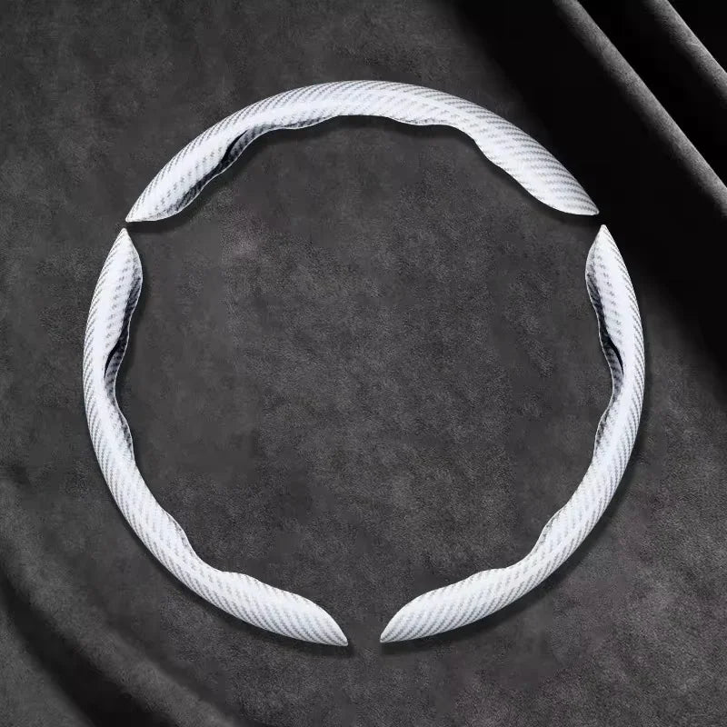 White carbon-look steering wheel cover 3 piece set
