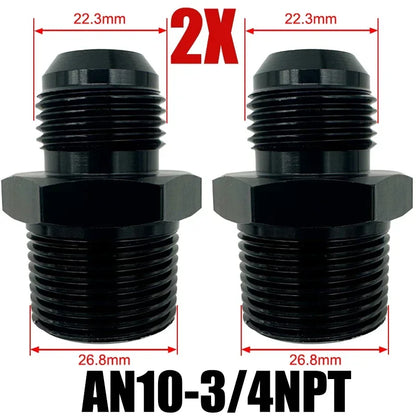 2X Flare Male AN4 AN6 AN8 AN10 AN12 To 1/4NPT 1/8NPT 3/8NPT 3/4 NPT Thread Straight Fittings Fuel Oil Cooler Hose Pipe Adapter Tuck's Performance
