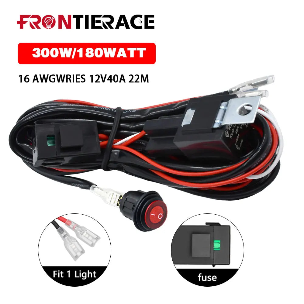 300W LED Light Bar Wiring Harness with Relay and Fuse image 1