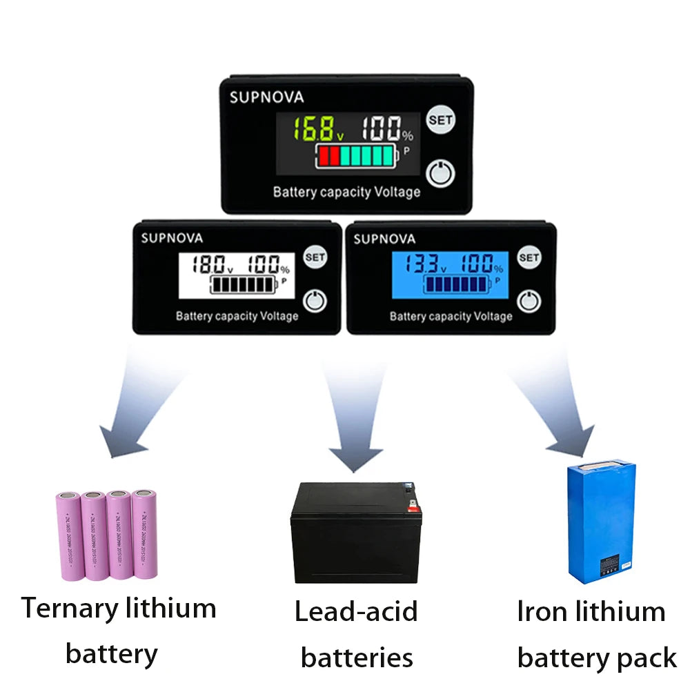 3S-20S DC Battery Voltmeter DC 8V-100V Capacity Indicator Power Meter Lithium LiFePO4 lead-acid cell 12V 24V 48V 60V 72V 84V Tuck's Performance