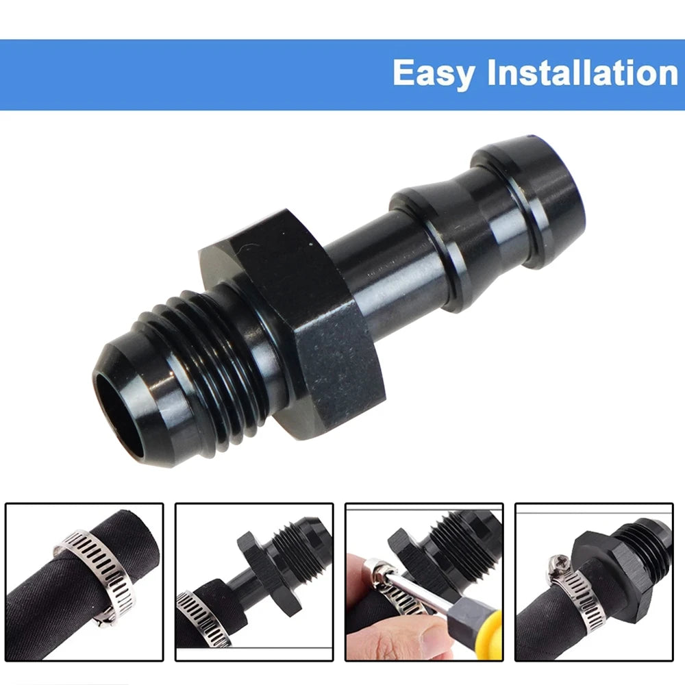 6AN Flare to 3/8" or to 5/16" Hose Barb Adapter Fittings, Aluminum Fuel Line Male 8AN to 1/2" Push On Barb Connector Black Tuck's Performance
