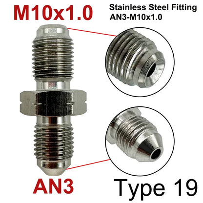 2X Stainless Steel 3AN Motorcycle Motor Bike Hydraulic Brake Oil Hose Line Banjo Fitting 10MM 0/28/45/90° Brake Hose End Adapter Tuck's Performance