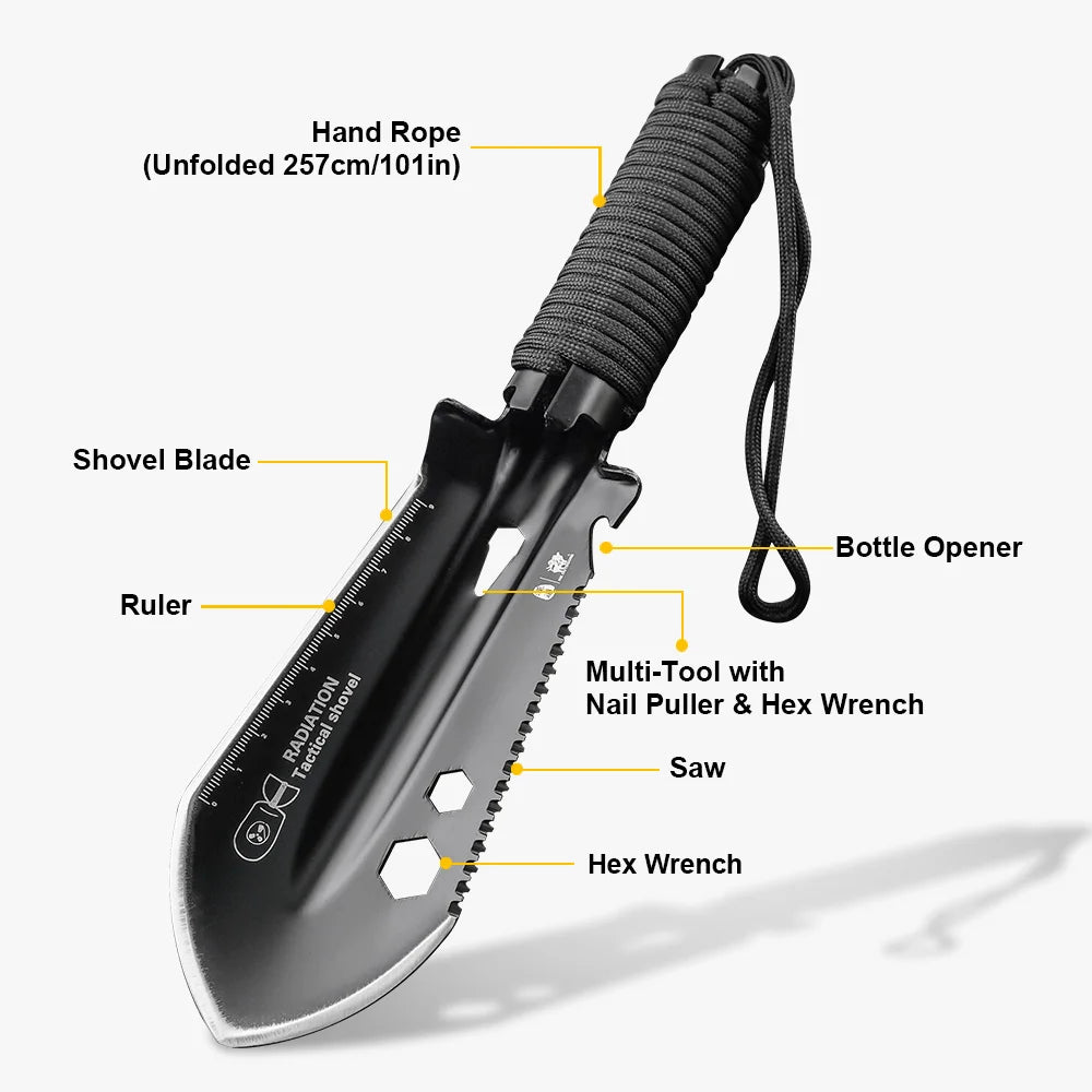 8-in-1 Mini Multifunctional Survival Shovel – 3CR13 Stainless Steel Portable Camping Spade Outdoor Entrenching Tool with Case Tuck's Performance