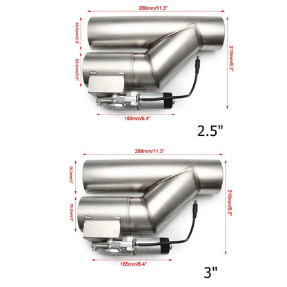 Universal  2.5'' 3" Electric Exhaust Cutout Valve Y Pipe Exhaust Pipe Single Valve System with Controller Remote Kit Tuck's Performance