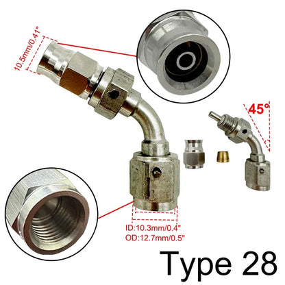 2X Stainless Steel 3AN Motorcycle Motor Bike Hydraulic Brake Oil Hose Line Banjo Fitting 10MM 0/28/45/90° Brake Hose End Adapter Tuck's Performance