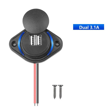 12-24V 3.1A Dual USB Charger Power Socket Adapter Charging Panel Mount for Motorbike Car Boat ATV UTV Camper Caravans Tuck's Performance
