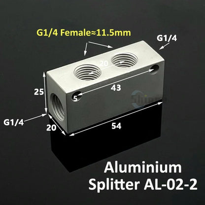 Aluminium Splitter 1/8" 1/2" BSP Internal Thread Port 2 3 4 5 6 7 8 9 10 Way 1/4 Pneumatic Air Manifold Distributor Connector Tuck's Performance