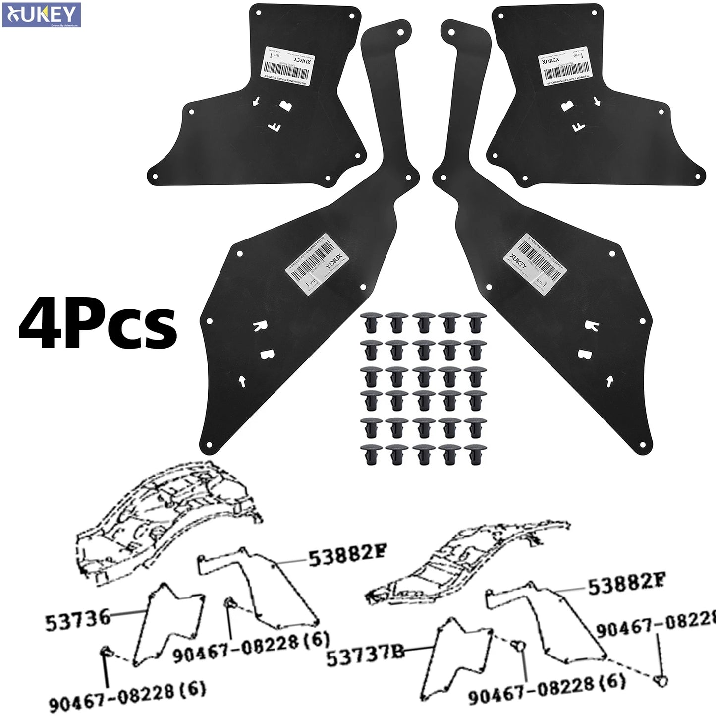 Fender liner splash guard set for Hilux N80 and Fortuner