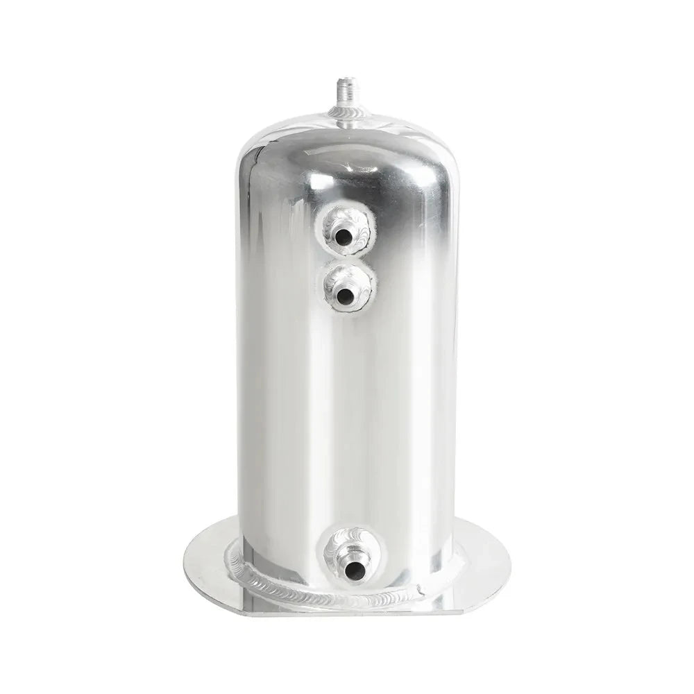 Universal 2.5L Fuel Surge Tank with Swirl Pot AN6 Out AN8 Dome Oil Catch Can Tank Aluminium Alloy Silver Polished Tuck's Performance
