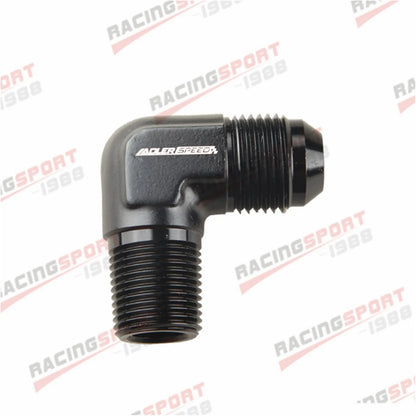 AN3 AN4 AN6 AN8 AN10 AN12 Male Flare To 1/8" 1/4" 3/8" NPT Adapter 90 Degree Tube Hose Fitting Tuck's Performance