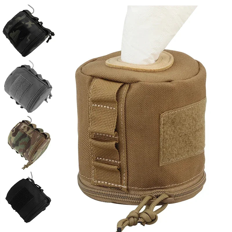 MOLLE toilet roll holder pouch - tan with roll fitted, all colours