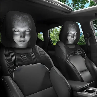 Halloween spooky face headrest covers fitted to both front seats