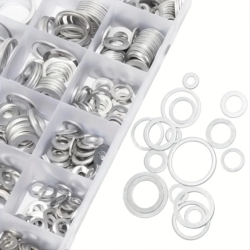 Aluminium Crush Washer Kit 200 Piece, 7 Sizes M6 to M16 for Sump Plugs and Fittings Tucks Performance