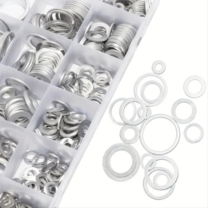 Aluminium Crush Washer Kit 200 Piece, 7 Sizes M6 to M16 for Sump Plugs and Fittings Tucks Performance