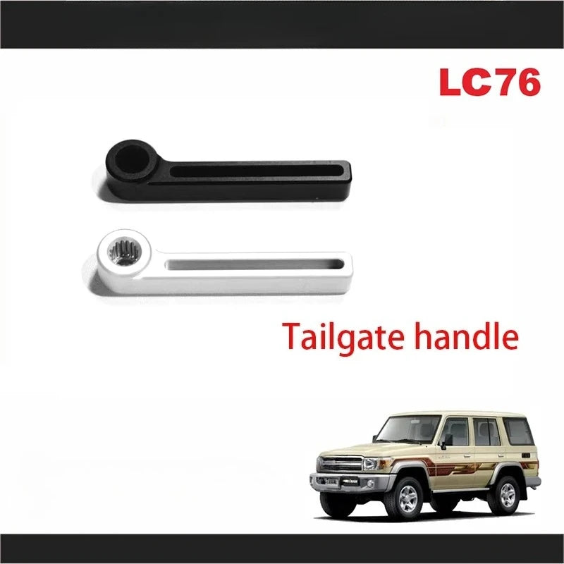 Aluminium rear barn door handle in black and silver to suit LandCruiser 76 Series