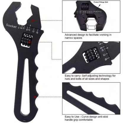 Aluminum Adjustable Wrench Spanner + Vise Jaw Inserts for Fuel Hose End Fitting Tuck's Performance