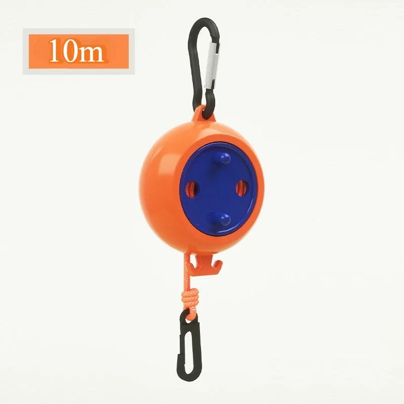 Orange 10 m retractable camping clothesline
