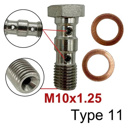 2X Stainless Steel 3AN Motorcycle Motor Bike Hydraulic Brake Oil Hose Line Banjo Fitting 10MM 0/28/45/90° Brake Hose End Adapter Tuck's Performance