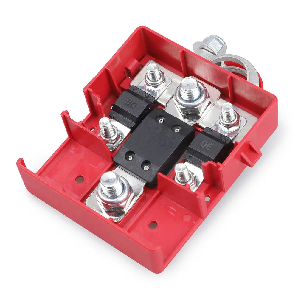Fused Battery Distribution Terminal (32V 400A) – Quick-Connect Positive Post 3-Way Outlet – M8 + 2x M5 Studs Tuck's Performance
