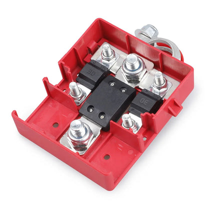 Fused Battery Distribution Terminal (32V 400A) – Quick-Connect Positive Post 3-Way Outlet – M8 + 2x M5 Studs Tuck's Performance