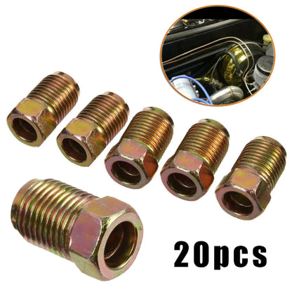 20x Car Brake Line Fittings Set For 3/16"Copper Brake Pipe Brake Line Fitting Kit Tube Inverted Flares Metric End Union Nuts Tuck's Performance