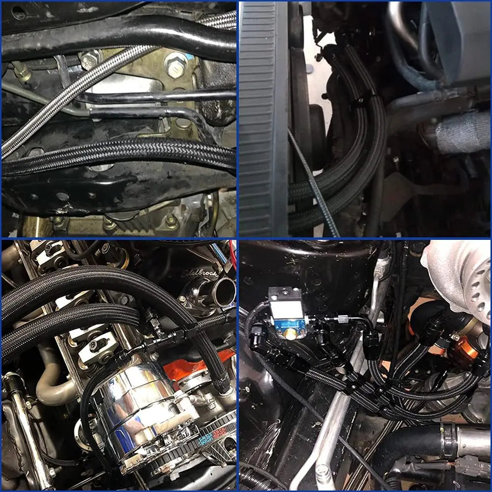3M AN6/AN8/AN10 CPE Oil Fuel Fittings Hose End 0+45+90+180 Degree Oil Adaptor Kit AN6 Braided Oil Fuel Hose Line With Clamps Tuck's Performance