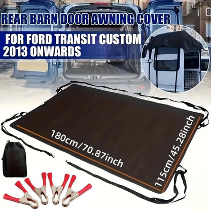Barn door awning cover laid flat, 180 x 115 cm, with clamps and bag