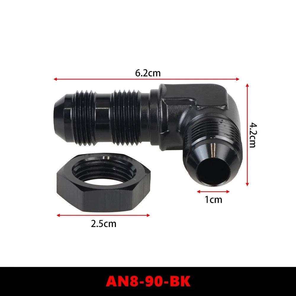 AN6 AN8 AN10 Male to Male 90 Degree Flare Union Bulkhead Fitting Adapter with Nut For Tab or Wirewall Tuck's Performance