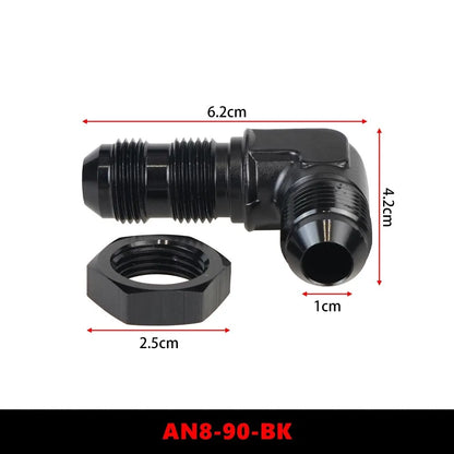 AN6 AN8 AN10 Male to Male 90 Degree Flare Union Bulkhead Fitting Adapter with Nut For Tab or Wirewall Tuck's Performance