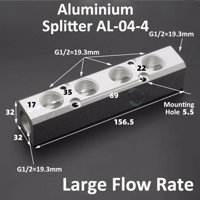 Aluminium Splitter 1/8" 1/2" BSP Internal Thread Port 2 3 4 5 6 7 8 9 10 Way 1/4 Pneumatic Air Manifold Distributor Connector Tuck's Performance