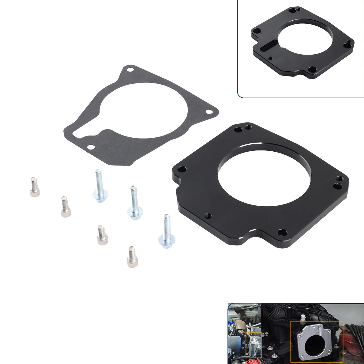 Drive By Cable Throttle Body Adapter Compatible LS3 4 Bolt Intake to LS1 3 Bolt TB DBC LS2 intake manifold 551511XG 551567 Tuck's Performance