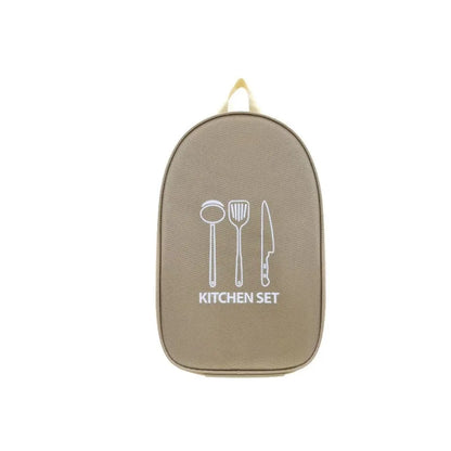 Khaki camp kitchen utensil organiser bag