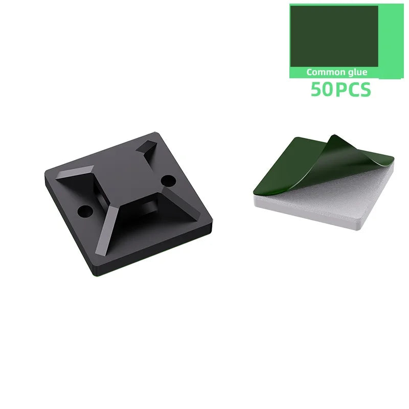 50/100/150pcs Nylon Self-Adhesive Cable Ties Mount Wire Fasten Organizer Fixers Easy Cable Management System Reusable Durable Tuck's Performance