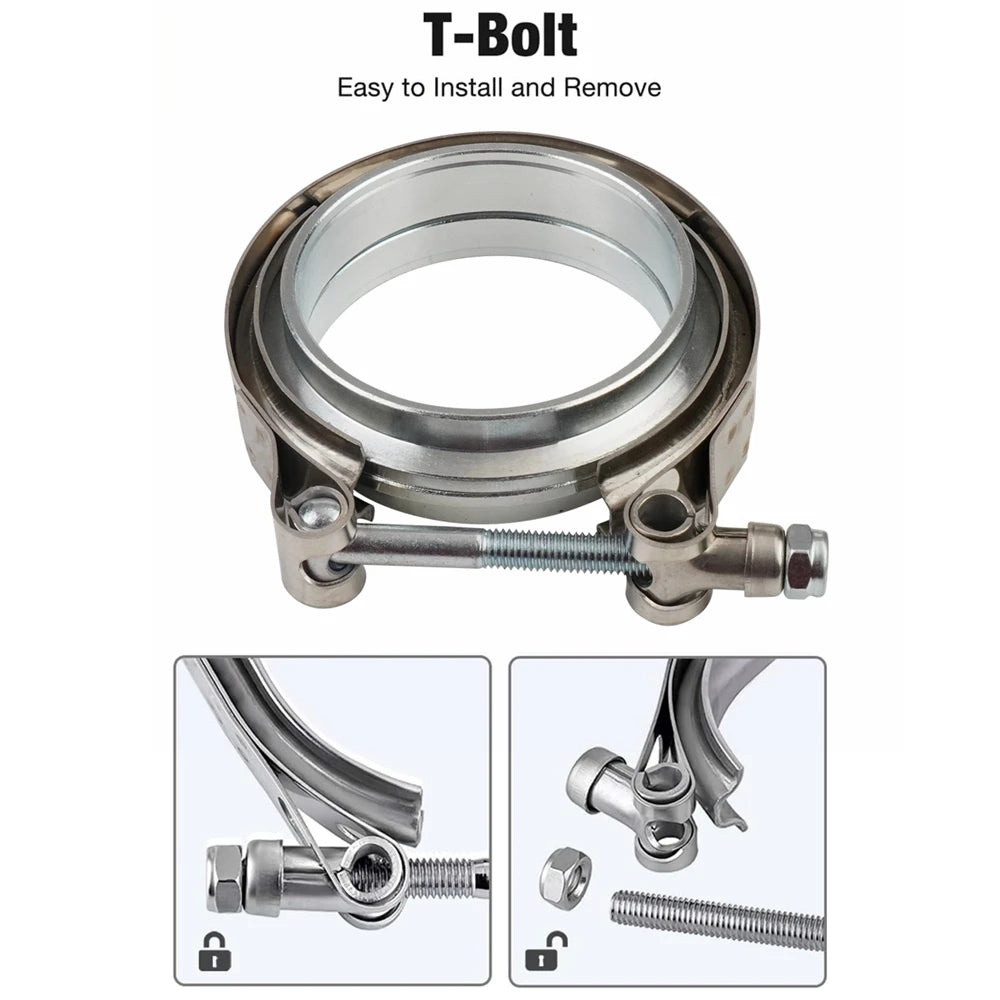 2" 2.5" 3" 3.5" 4" V-Band Clamp With Flange Male Female Fit for Exhaust System, Turbocharger, Downpipe, Muffler Tuck's Performance