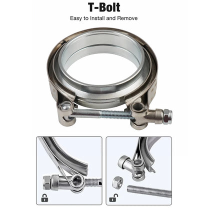 2" 2.5" 3" 3.5" 4" V-Band Clamp With Flange Male Female Fit for Exhaust System, Turbocharger, Downpipe, Muffler Tuck's Performance