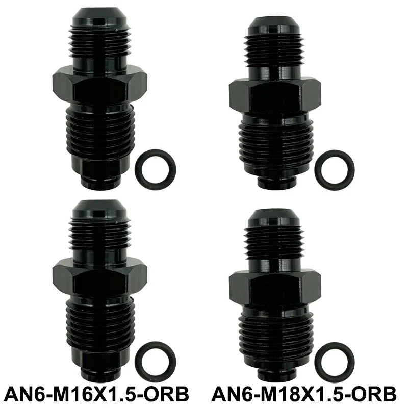 6AN Power Steering Fitting 16MM 1.5 and 18MM 1.5  Adapter Fitting With O-Ring For Hydro Boost Pump Rack Fuel Tank Turbocharger Tuck's Performance